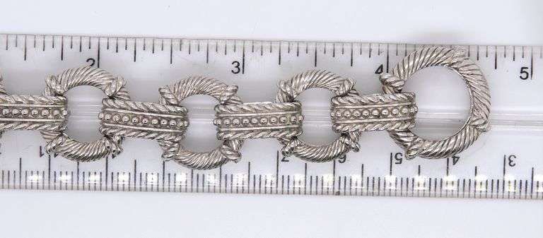 Judith Ripka 925 Sterling Silver Round Link Bracelet