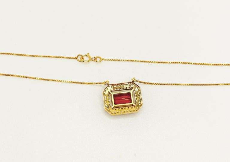 GROUP LOF OF 4x 14KT SOLID GOLD, PINK TOURMALINE, & DIAMONDS NECKLACES