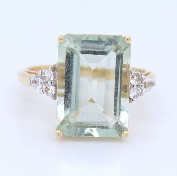 10KT Yellow Gold Radiant Green Amethyst Ring