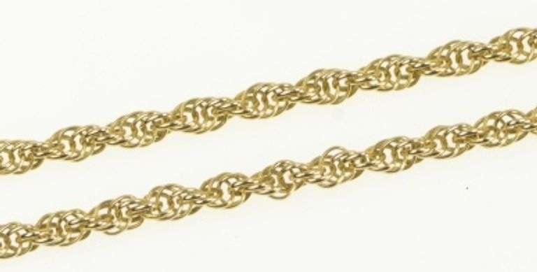 14K Yellow Gold 2.0mm Woven Fancy Rope Link Vintage Chain Necklace