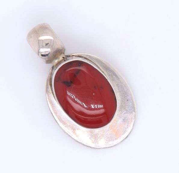 Vintage 925 Sterling Silver Mexico Ameber Pendant