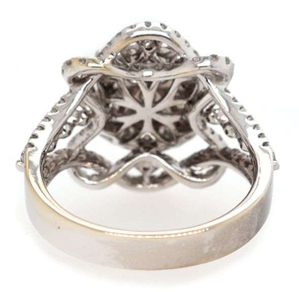 1.47ctw Diamond Cluster Swirl Frame Ring in 18K