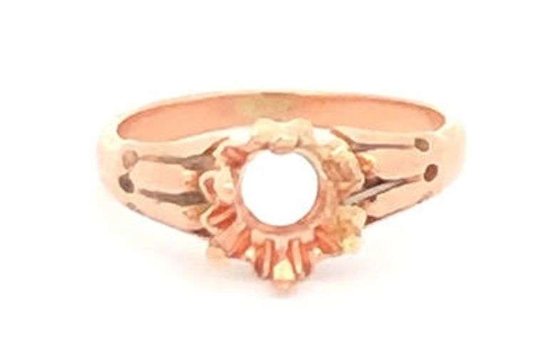 10K Yellow Gold Victorian Ornate 6.1mm Engagement Setting Ring