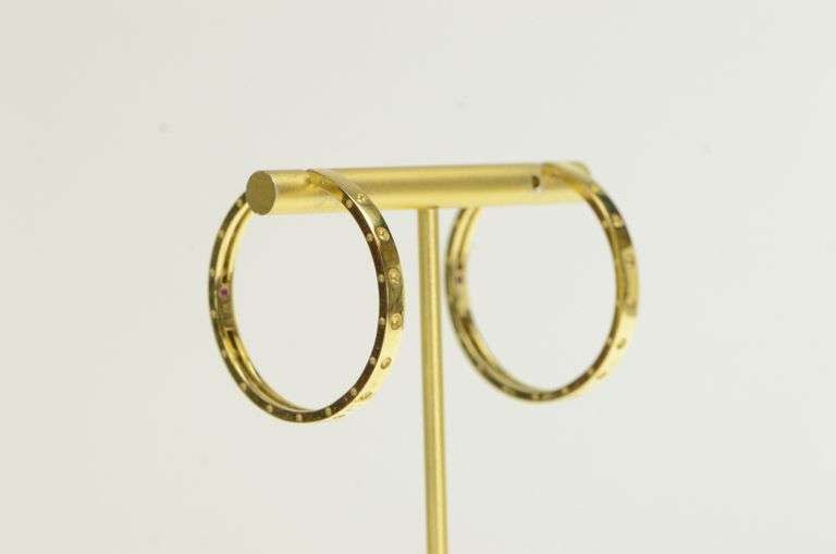 18K Yellow Gold Roberto Coin Symphony Pois Moi Hoop Earrings
