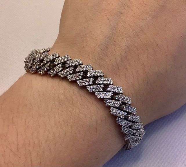 GORGEOUS 14K ICY WHITE GOLD MIAMI CUBAN LINK DIAMOND BRACELET