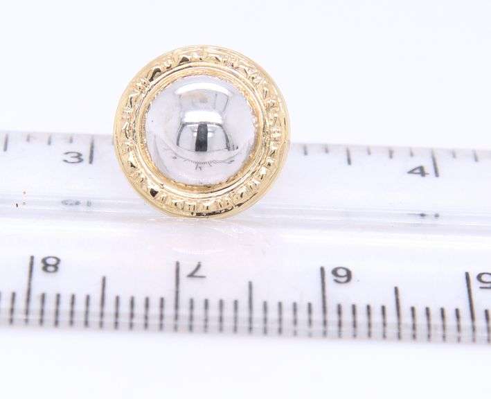 Fabulous Two Tone Gold Classic Round Post Earrings