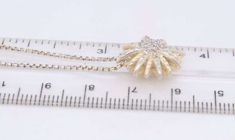 Trendy David Yurman Diamond Starbrust Pendant on Chain
