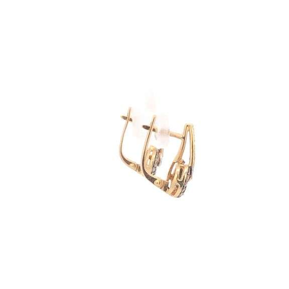 14K Yellow Gold Pave White & Cognac Diamond Loop Drop Earrings