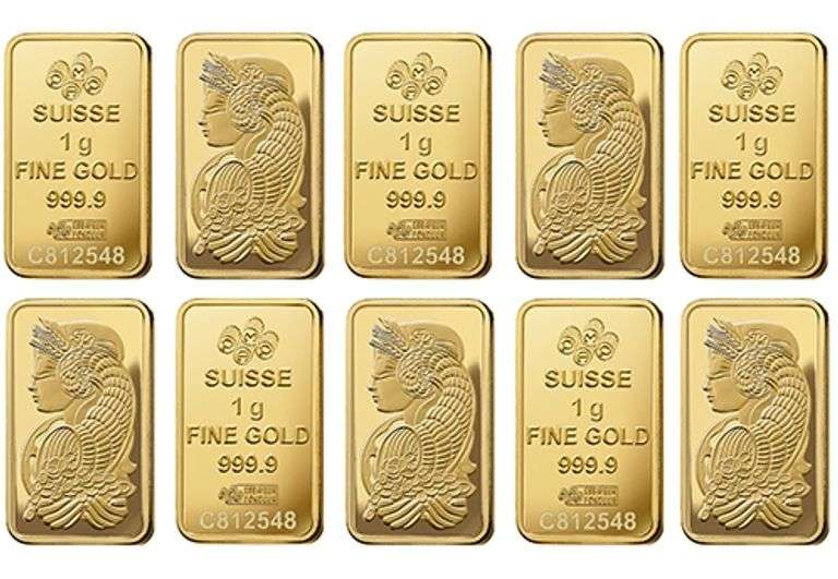 INVESTMENT GROUP LOT OF 10 X 1.0 GRAM PURE GOLD BARS