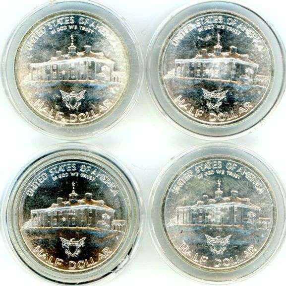 4 1982-D George Washington Commemorative Half Dollars in Capsules