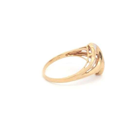 10K Yellow Gold Baguette Diamond Wavy Bypass Statement Ring