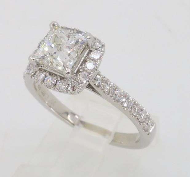 Stunning Princess Cut Halo Diamond Engagement Ring