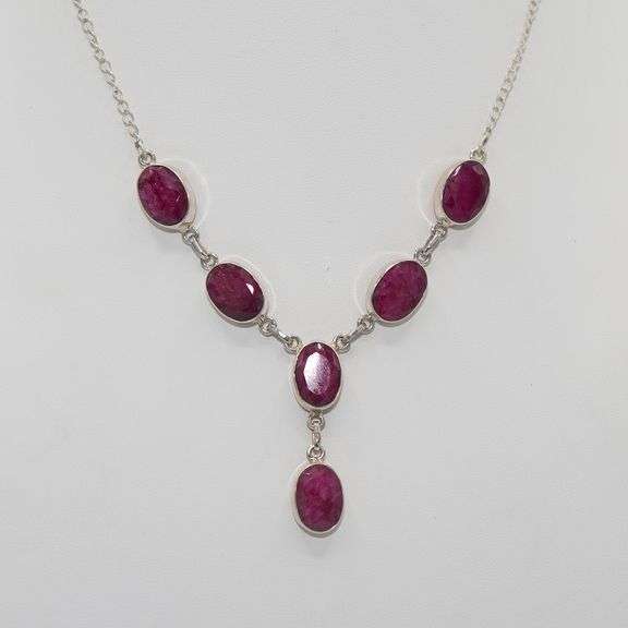 Natural 49.5 Ct Ruby Solid .925 Sterling Silver Necklace