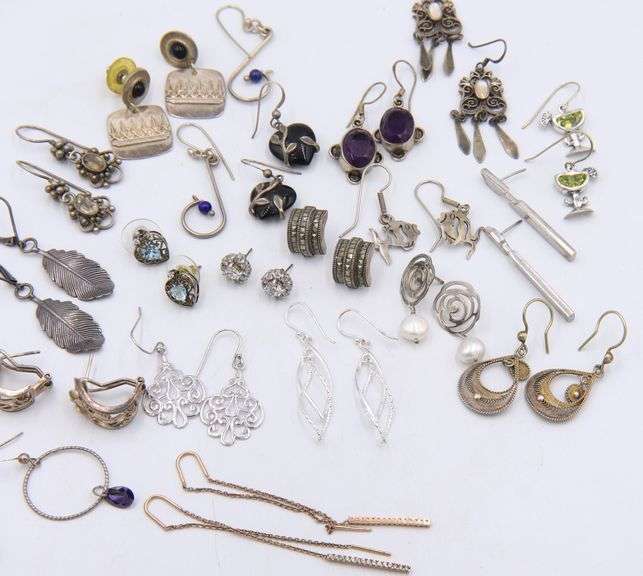 Big Group Lot of Vintage 925 Sterling Silver Earrings