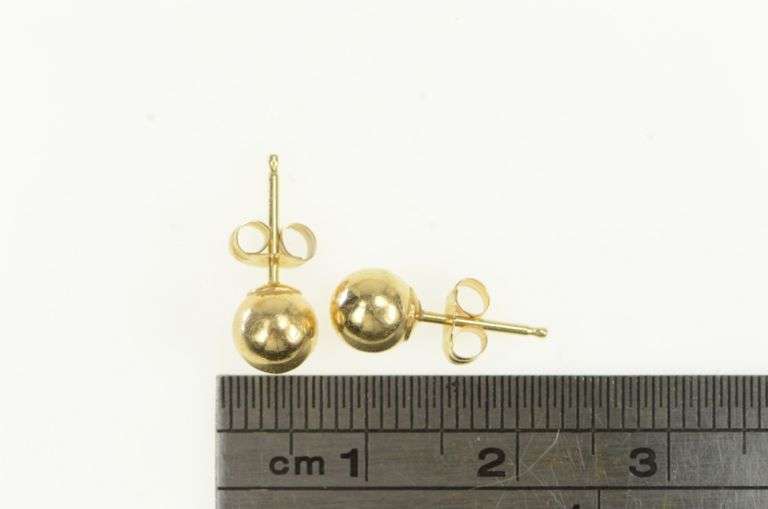 14K Yellow Gold 5.7mm Simple Classic Ball Round Stud Earrings