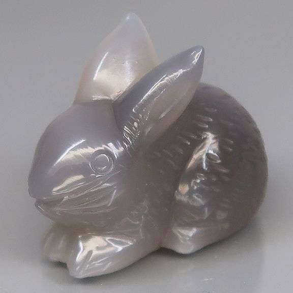 Adorable 32.66ct Chalcedony bunny carving