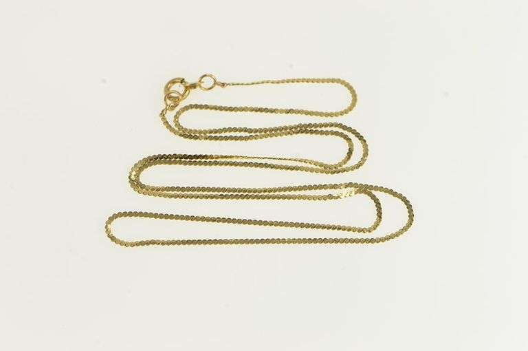 14K Yellow Gold 0.9mm Serpentine Retro Flat Wavy Link Necklace