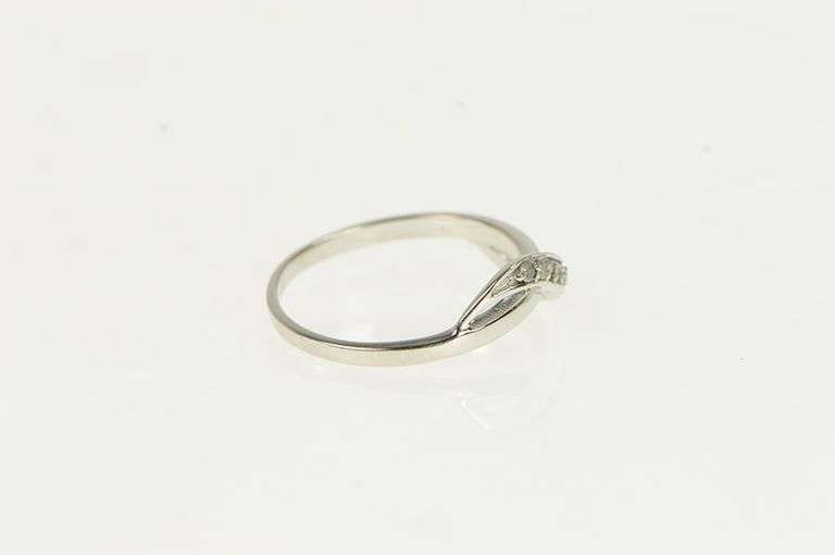 10K White Gold Wavy Diamond Freeform Statement Band Ring