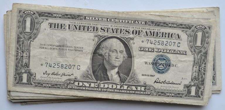 24 $1 1957 Silver Certificates Including 2 Stars