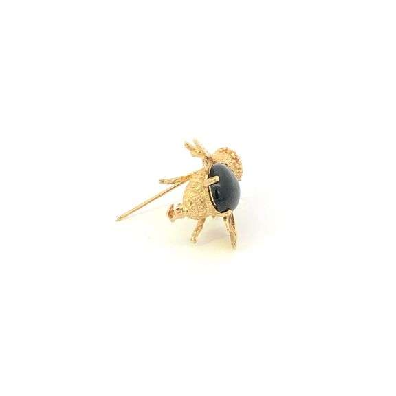 14K Yellow Gold Oval Black Onyx Honey Bumble Bee Vintage Pin/Brooch
