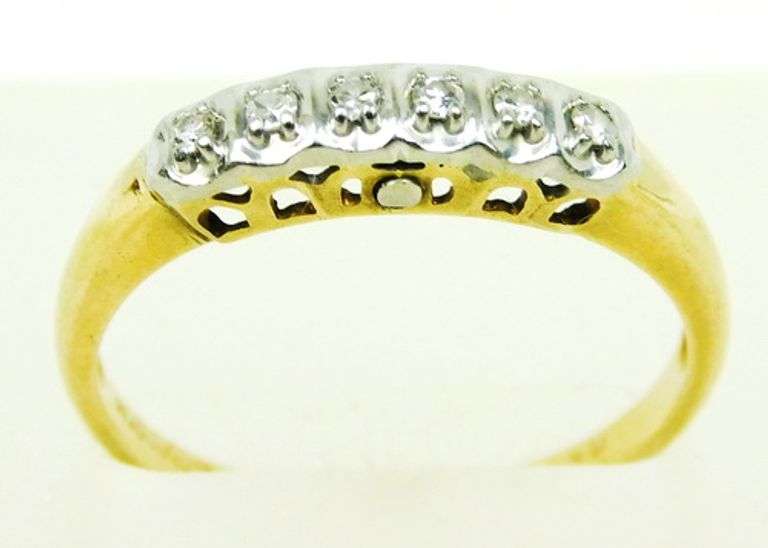 Antique 14K & 18K Gold Diamond Band, Size 6.5