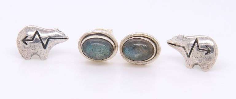 Sterling Silver Two Pair Of Stud Earrings
