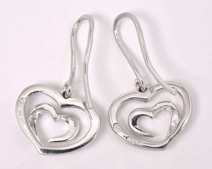 Heart Dangle Earrings In Sterling Silver