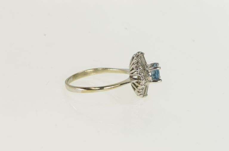 18K White Gold 2.75 Ctw Blue Topaz Diamond Engagement Ring