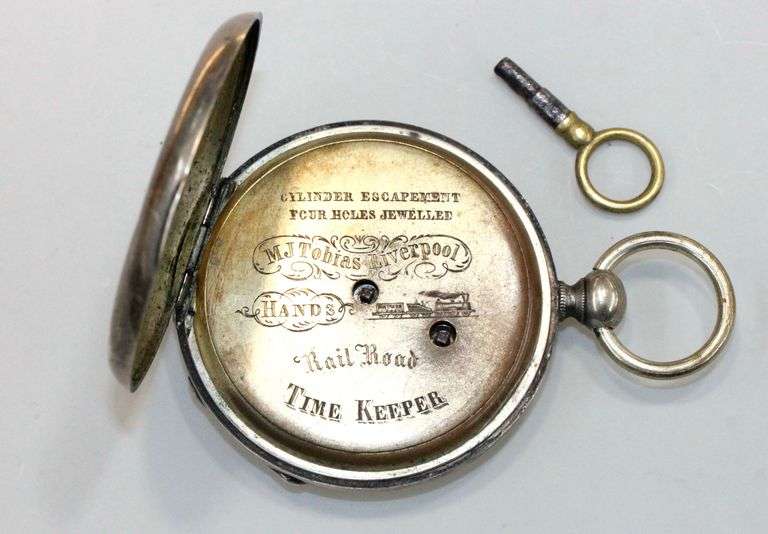 Antique Functional Railroad Pocket Watch with Key