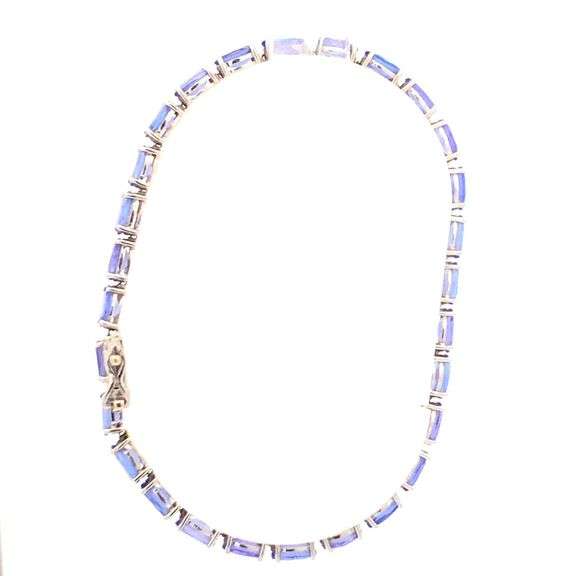 14K White Gold Oval Tanzanite Vintage Classic Tennis Bracelet