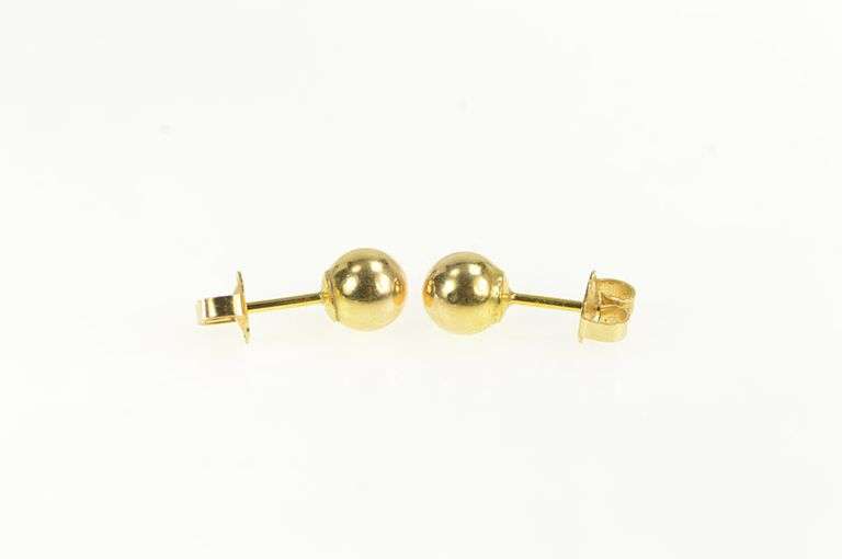 14K Yellow Gold 6.0mm Round Vintage Classic Ball Stud Earrings
