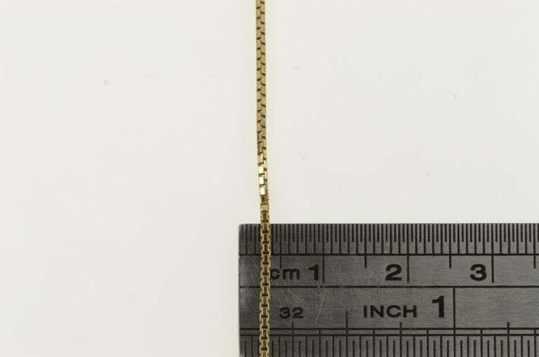 14K Yellow Gold 1.2mm Box Link Square Classic Chain Necklace
