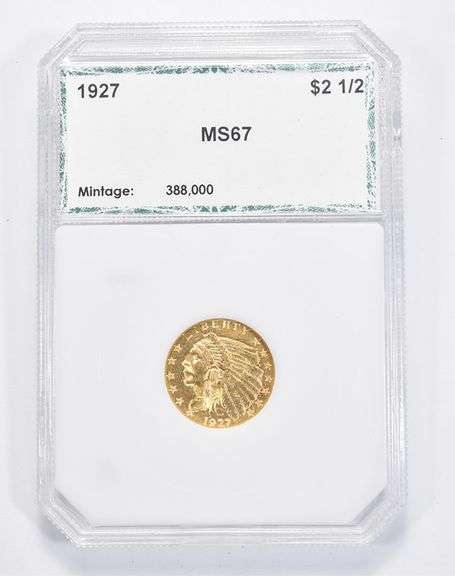 MS67 1927 $2.50 Indian Head Gold Quarter Eagle - Graded PCI