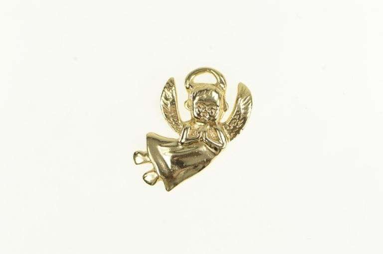14K Yellow Gold 1960's Guardian Angel Protection Symbol Charm/Pendant