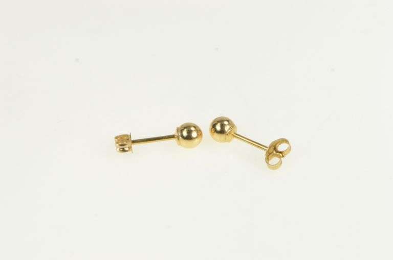 14K Yellow Gold 4mm Vintage Simple Classic Ball Stud Earrings
