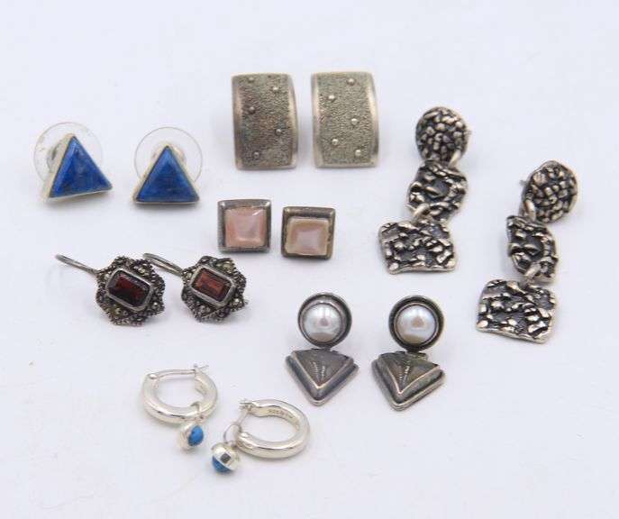 Sterling Silver Seven Pair Earrings Lot
