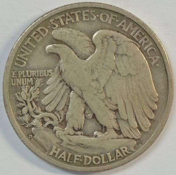 Key date 1938-D Walking Liberty Half Dollar in XF