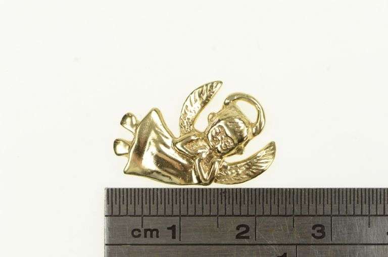 14K Yellow Gold 1960's Guardian Angel Protection Symbol Charm/Pendant