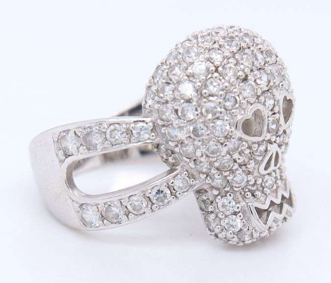 Sterling Silver CZ Skull Ring