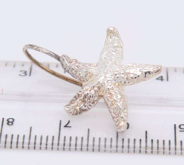 Vintage 925 Sterling Silver Starfish Dangle Earrings