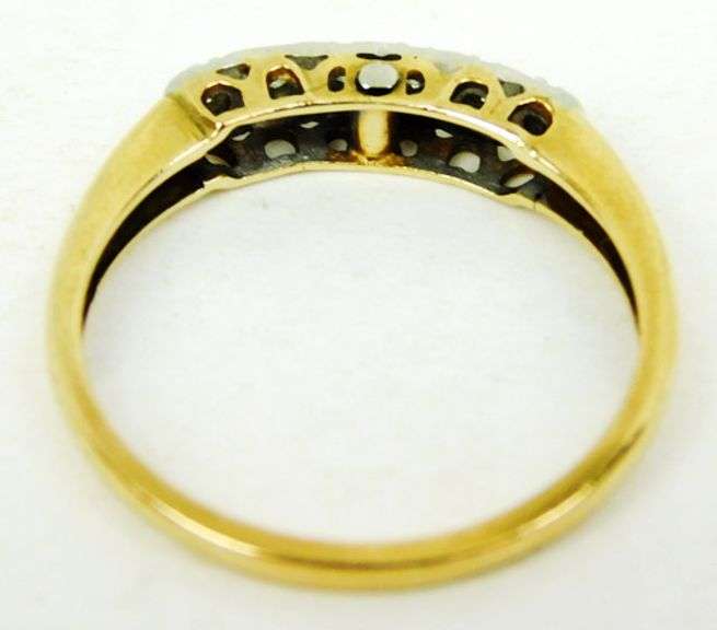 Antique 14K & 18K Gold Diamond Band, Size 6.5