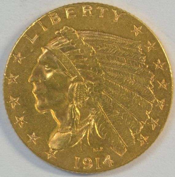 Scarcer 1914-D US $2.50 Indian Gold Piece. Nice