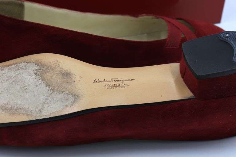 Ferragamo Labelle Cherry Suede Calf Pumps