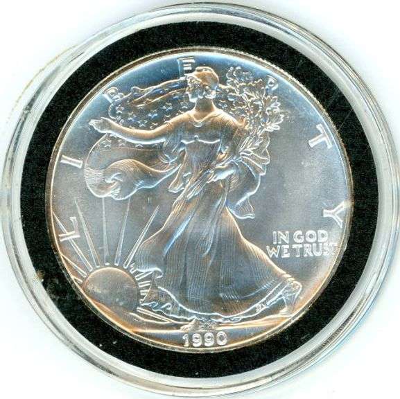 1990 American Silver Eagle in Custom Capsule