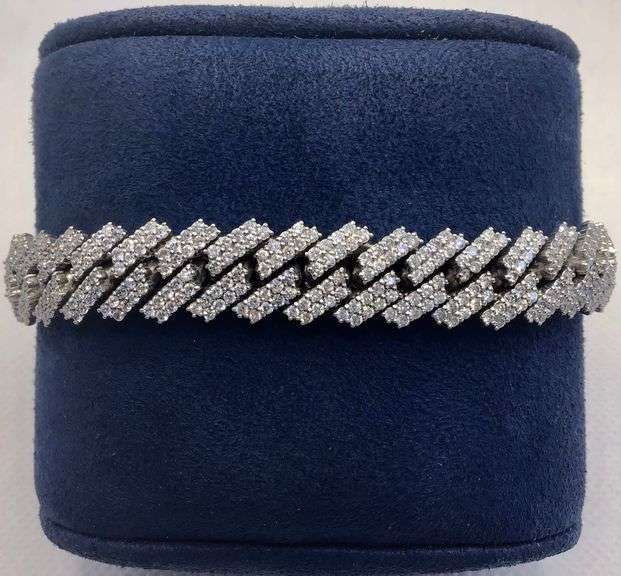 GORGEOUS 14K ICY WHITE GOLD MIAMI CUBAN LINK DIAMOND BRACELET