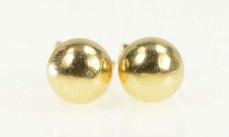14K Yellow Gold 5.7mm Simple Classic Ball Round Stud Earrings