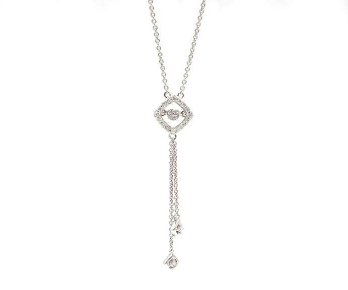 Diamond Accent Floating Dangle Necklace in Sterling Silver