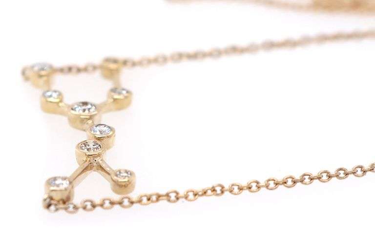 Porter Lyons 0.15ctw Diamond Gemini Zodiac Pendant Necklace in 14K