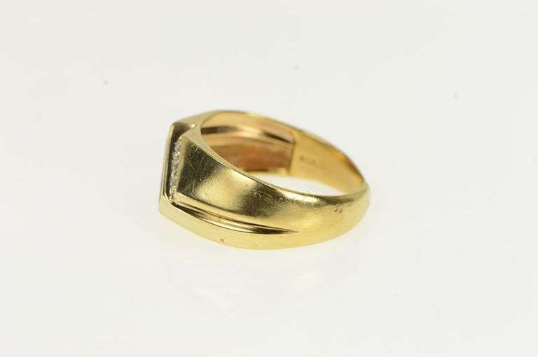 10K Yellow Gold Princess Syn. Sapphire Diamond Squared Ring