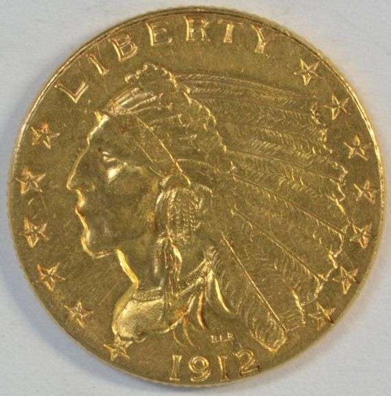 Original BU 1912 US $2.50 Indian Gold Piece. Better date